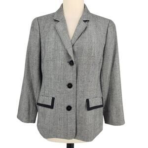 Nina McLemore Wool Silk Plaid Blazer – Size 6 Chic Career